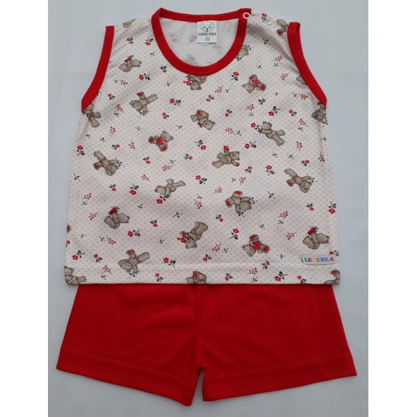 Pijama Regata Vermelho com Urso Marrom G